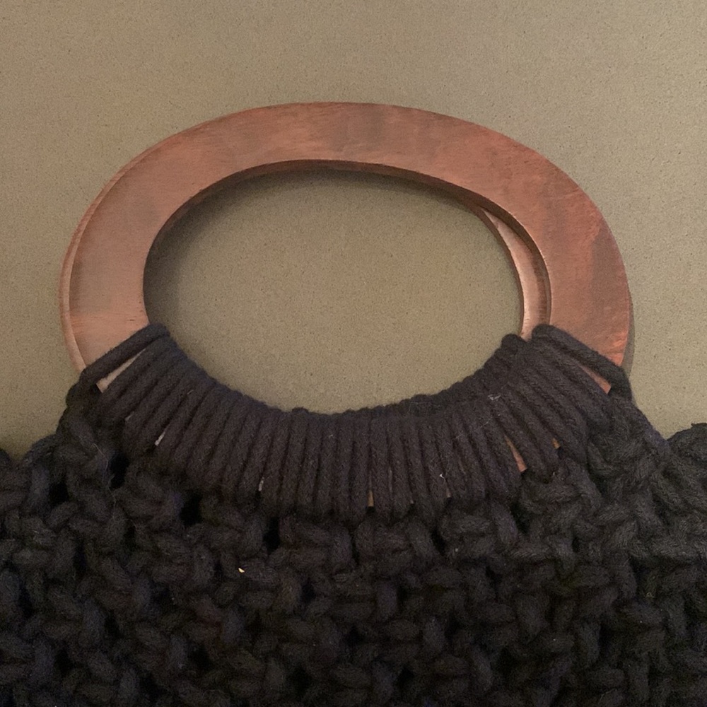 Danielle Nicole Black Macrame Purse With Fringe - image 2